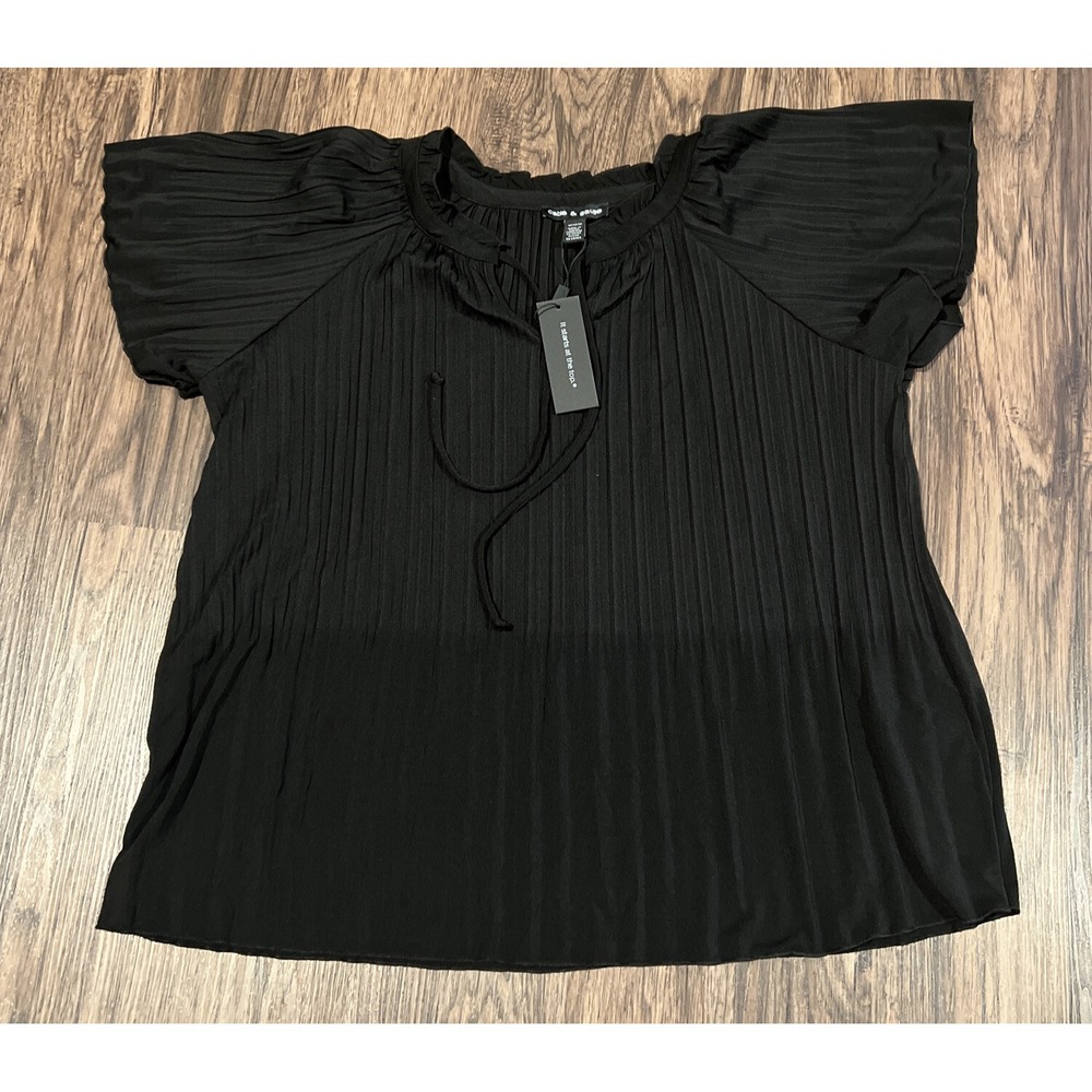 NEW Cable & Gauge sz M Pleated Tank Top Blouse black sleeveless R4